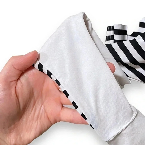 L*Space Laura Domino Black White Stripe Side Cut out Tie One Piece Swimsuit 4 - Picture 6 of 9